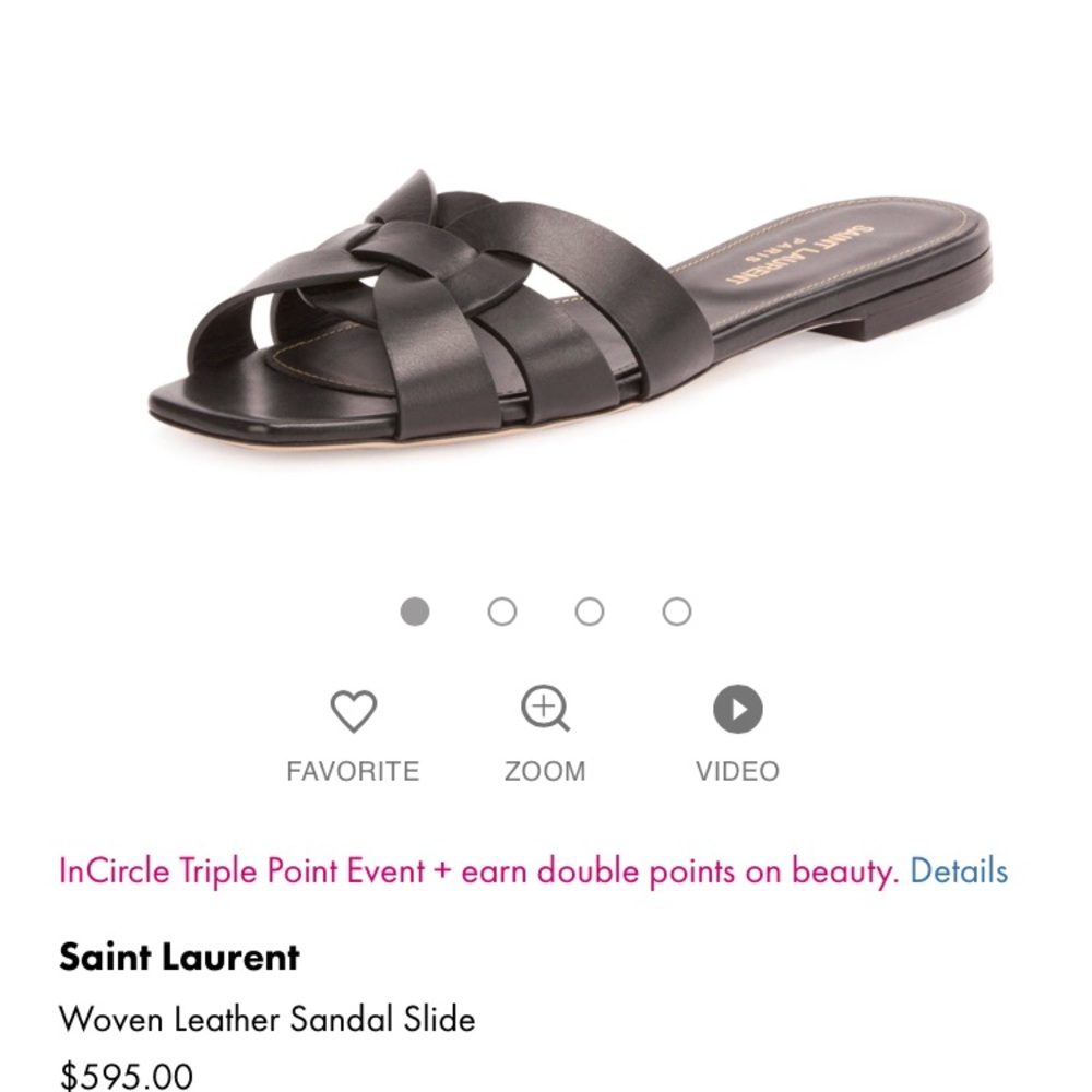 Saint Laurent Woven Leather Sandal Slide, 39 EU